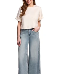 Tribal Women's Blue Thread Soft Touch Mercerized Cotton Crew Neck T-Shirt