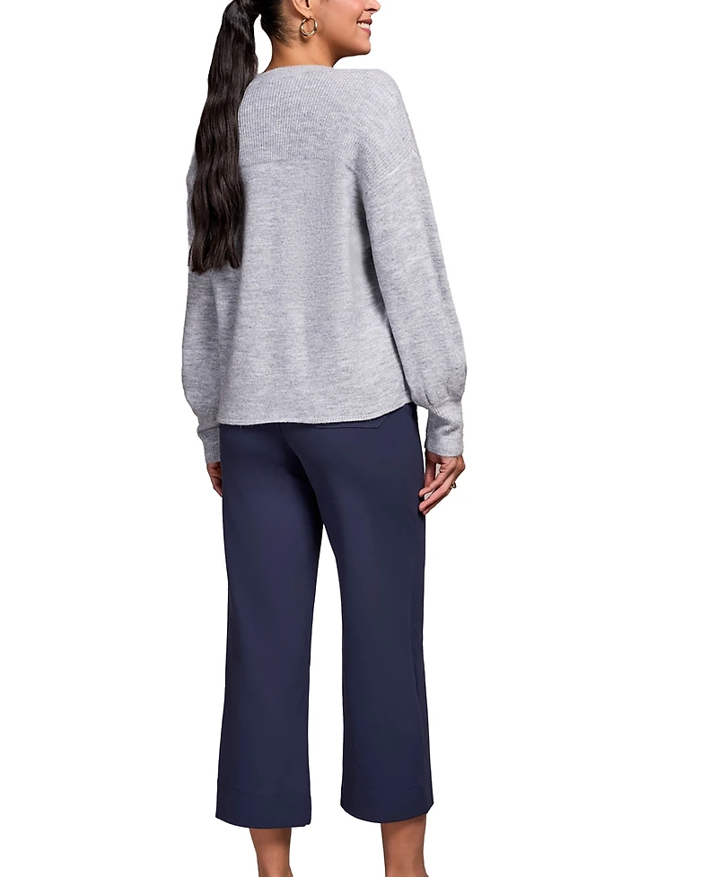 Tribal Women's Mandarin Collar Long Puff Sleeve Sweater