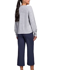 Tribal Women's Mandarin Collar Long Puff Sleeve Sweater