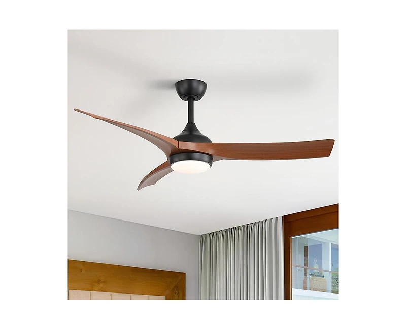 Sofucor 52-inch Modern Black Standard 3-Blade Ceiling Fan With Remote and Led Light