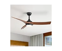 Sofucor 52-inch Modern Black Standard 3-Blade Ceiling Fan With Remote and Led Light