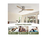 Sofucor 52-inch Modern Sand Nickel 3-Blade Flush Mount with Light and Remote Control