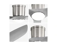 Sofucor 52-inch Modern Sand Nickel 3-Blade Flush Mount with Led Lights and Remote Control