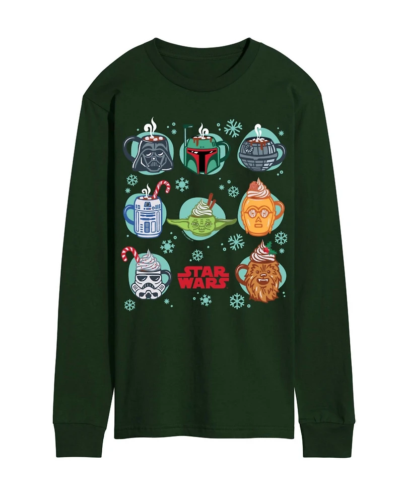 Airwaves Men's Star Wars Christmas Hot Cocoa Mugs Long-Sleeve Graphic T-Shirt