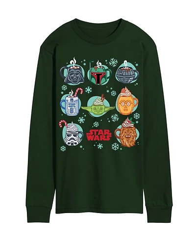 Airwaves Men's Star Wars Christmas Hot Cocoa Mugs Long-Sleeve Graphic T-Shirt