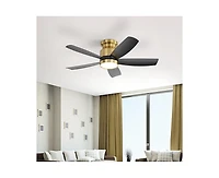 Sofucor 42-inch Modern Golden 5-Blade Ceiling Fan With 6-Speed Adjustable Wind Speed and Light Kit