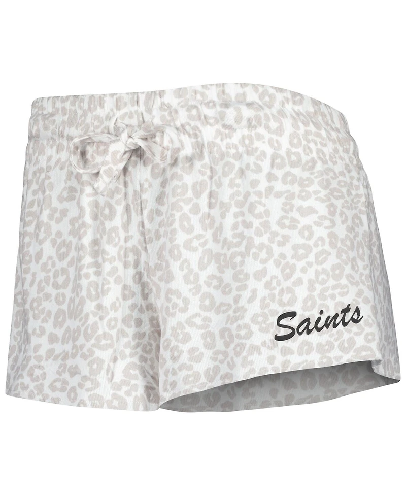 Concepts Sport 2-Piece Women's White/Cream New Orleans Saints Montana Knit Top and Shorts Sleep Set