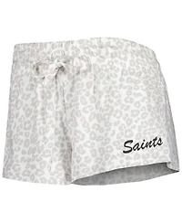 Concepts Sport 2-Piece Women's White/Cream New Orleans Saints Montana Knit Top and Shorts Sleep Set