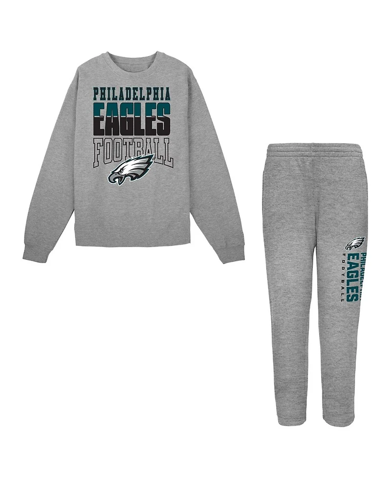 Outerstuff Toddler 2-Piece Gray Philadelphia Eagles Crewneck Sweatshirt and Pants Set