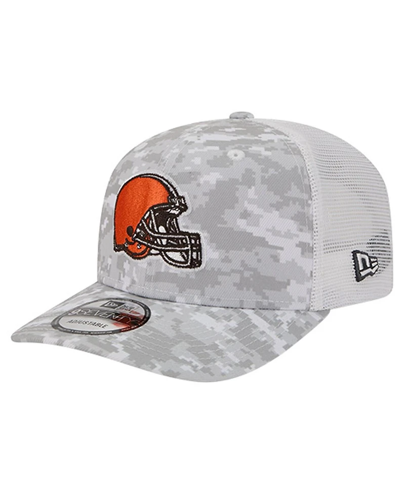 New Era Men's Gray Cleveland Browns Salute to Service Fan Pack 9SEVENTY Trucker Adjustable Hat