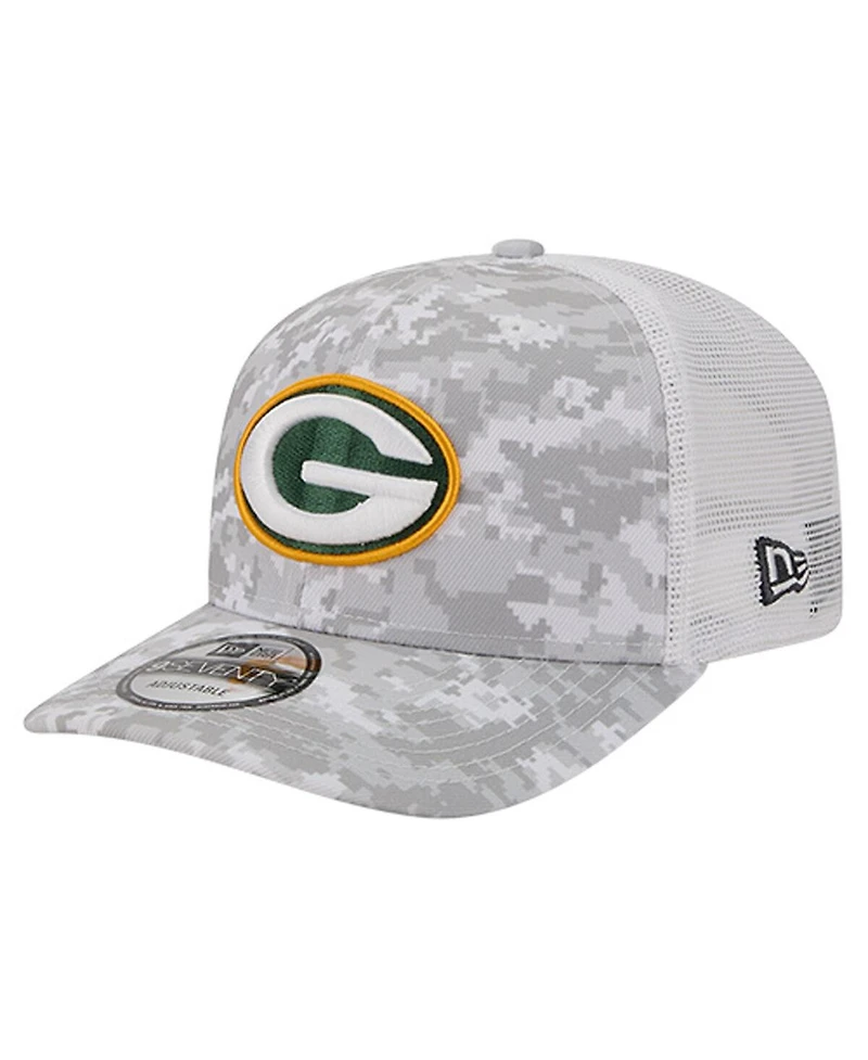 New Era Men's Gray Green Bay Packers Salute to Service Fan Pack 9SEVENTY Trucker Adjustable Hat