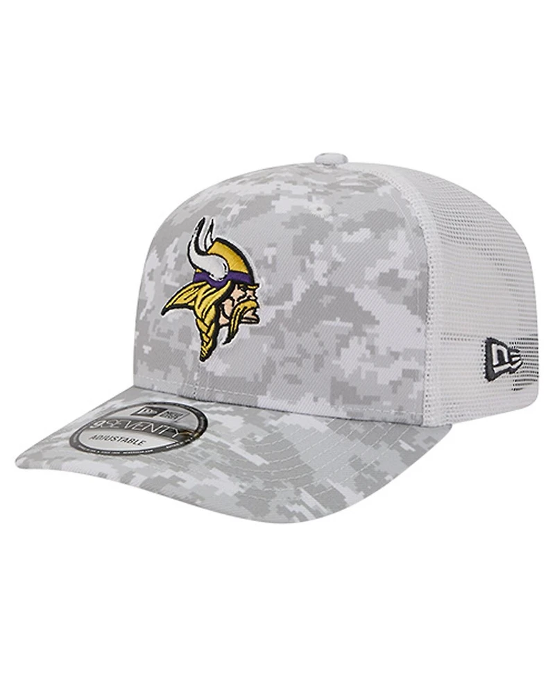 New Era Men's Gray Minnesota Vikings Salute to Service Fan Pack 9SEVENTY Trucker Adjustable Hat