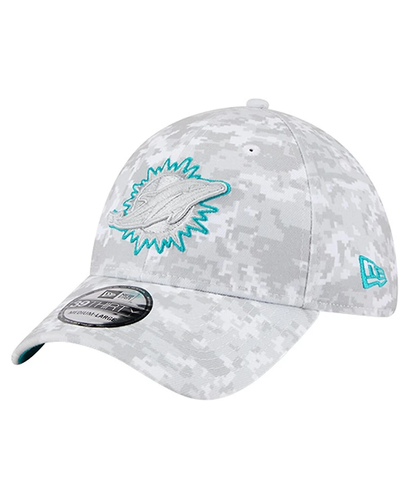 New Era Men's White Miami Dolphins 2025 Salute to Service Digital Camo Fan Pack 39THIRTY Flex Hat