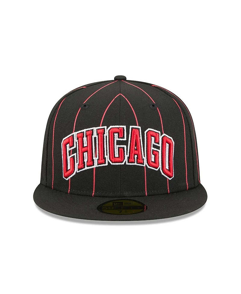 New Era Men's Black Chicago Bulls Jersey Hook Statement Edition 59FIFTY Fitted Hat