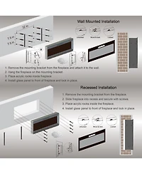 Flynama Smart 50" WiFi-Enabled Electric Fireplace Heater, Recessed in-Wall and Wall-Mounted