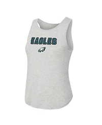 Concepts Sport Women's 2-Piece Heather Gray/Green Philadelphia Eagles Regulate Plaid Tank Top and Pants Sleep Set