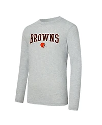 Concepts Sport Men's 2-Piece Orange/Gray Cleveland Browns Regulate Long Sleeve T-Shirt and Plaid Pant Set