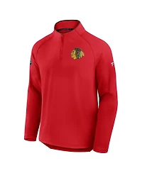 Fanatics Men's Red Chicago Blackhawks Authentic Pro Rink Training Centennial Raglan Quarter-Zip Pullover Hoodie