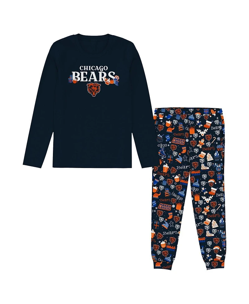 Outerstuff Toddler Navy Chicago Bears Chestnut Holiday Sleep Set