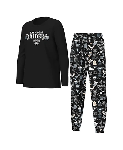 Outerstuff Big Boys and Girls Black Las Vegas Raiders Chestnut Holiday Sleep Set