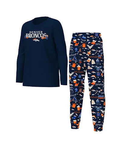 Outerstuff Big Boys and Girls Navy Denver Broncos Chestnut Holiday Sleep Set
