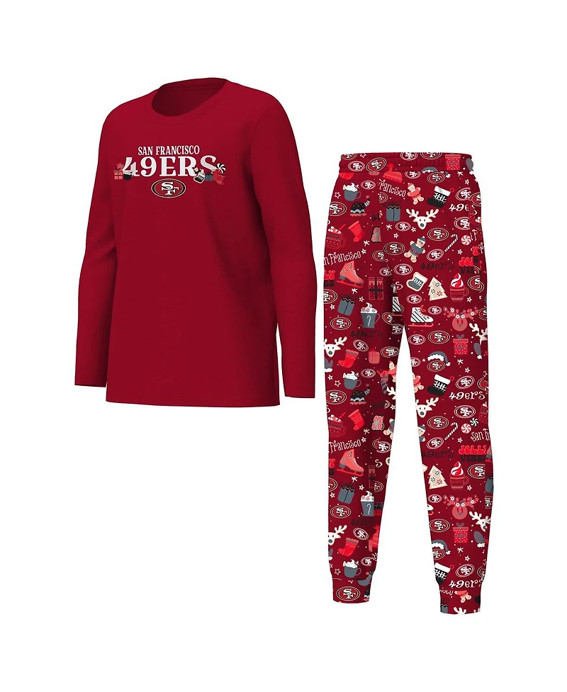 Outerstuff Big Boys and Girls Scarlet San Francisco 49ers Chestnut Holiday Sleep Set