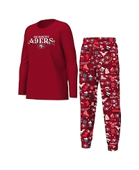 Outerstuff Big Boys and Girls Scarlet San Francisco 49ers Chestnut Holiday Sleep Set