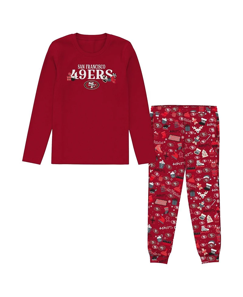 Outerstuff Preschool Scarlet San Francisco 49ers Chestnut Holiday Sleep Set