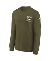 Nike Big Boys and Girls Olive Washington Commanders 2025 Salute to Service Sideline Dri-fit Long Sleeve T-Shirt