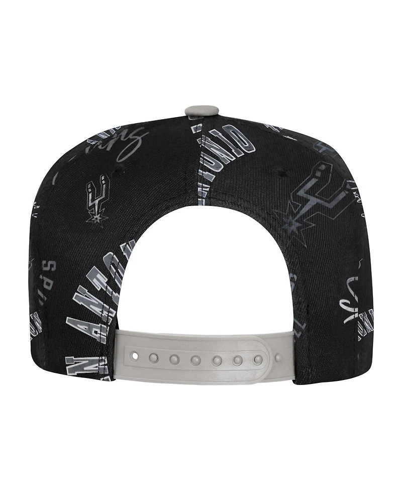 Outerstuff Big Boys and Girls Black San Antonio Spurs Street Hooper Allover Print Snapback Hat