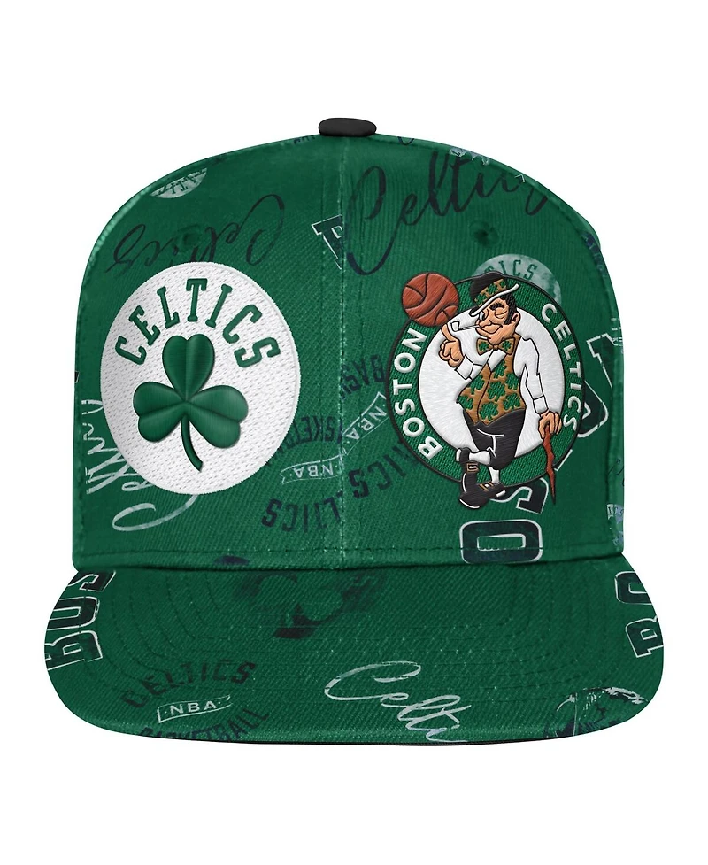 Outerstuff Big Boys and Girls Kelly Green Boston Celtics Street Hooper Allover Print Snapback Hat