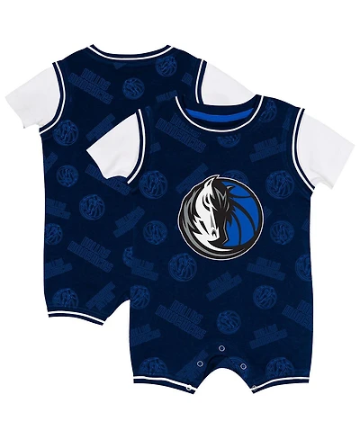 Outerstuff Baby Boys and Girls Navy Dallas Mavericks Logo Mania Romper