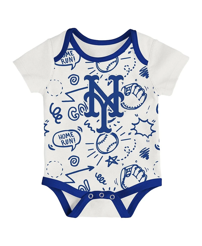 Outerstuff Baby Boys and Girls 3-Piece New York Mets All Day Play Bodysuit Set