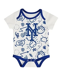 Outerstuff Baby Boys and Girls 3-Piece New York Mets All Day Play Bodysuit Set