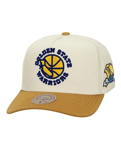 Mitchell & Ness Men's Cream Golden State Warriors Ochre Dusted Double Two-Toned Pro Crown Adjustable Hat
