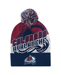 Outerstuff Big Boys and Girls Navy Colorado Avalanche New Edge Cuffed with Pom Knit Hat
