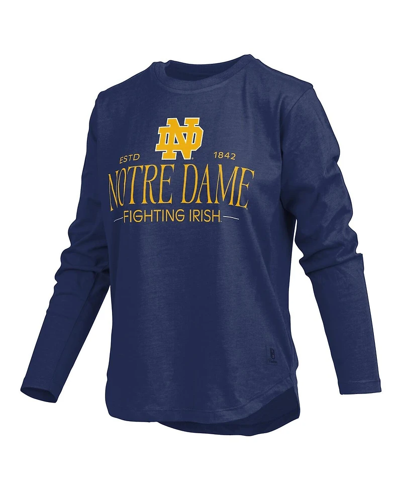Pressbox Women's Navy Notre Dame Fighting Irish Silver on Long Sleeve T-Shirt