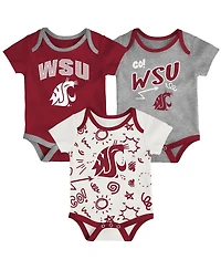 Outerstuff Baby Boys and Girls 3-Piece Red/Black Washington State Cougars All Day Play Bodysuit Set