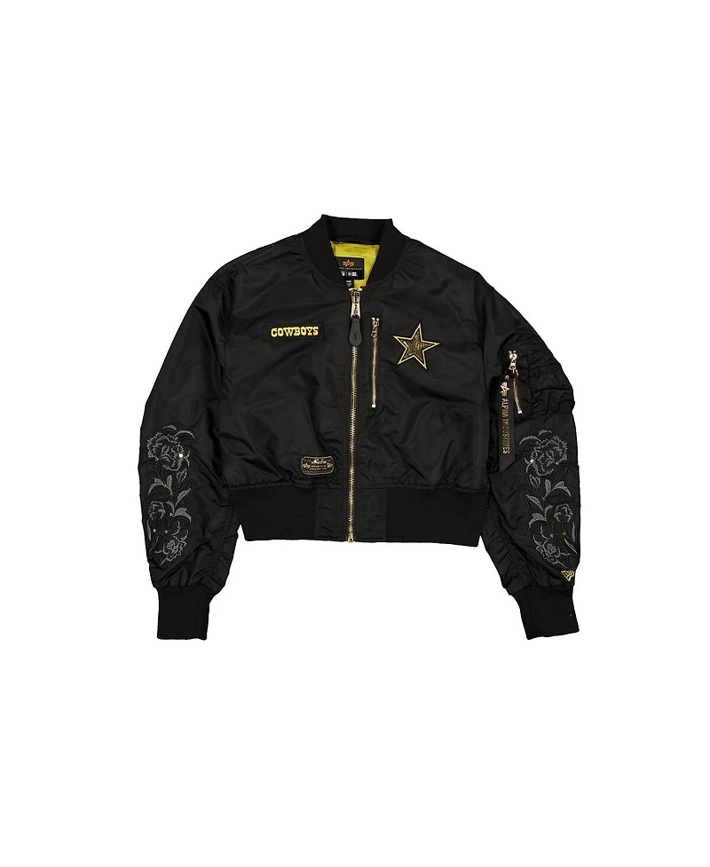 New Era x Alpha Women's Industries Black Dallas Cowboys Full-Zip Crop Jacket