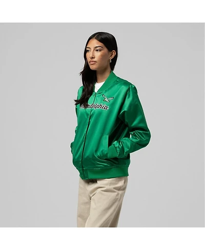 Women's Kelly Green Philadelphia Eagles Full-Snap Satin Jacket