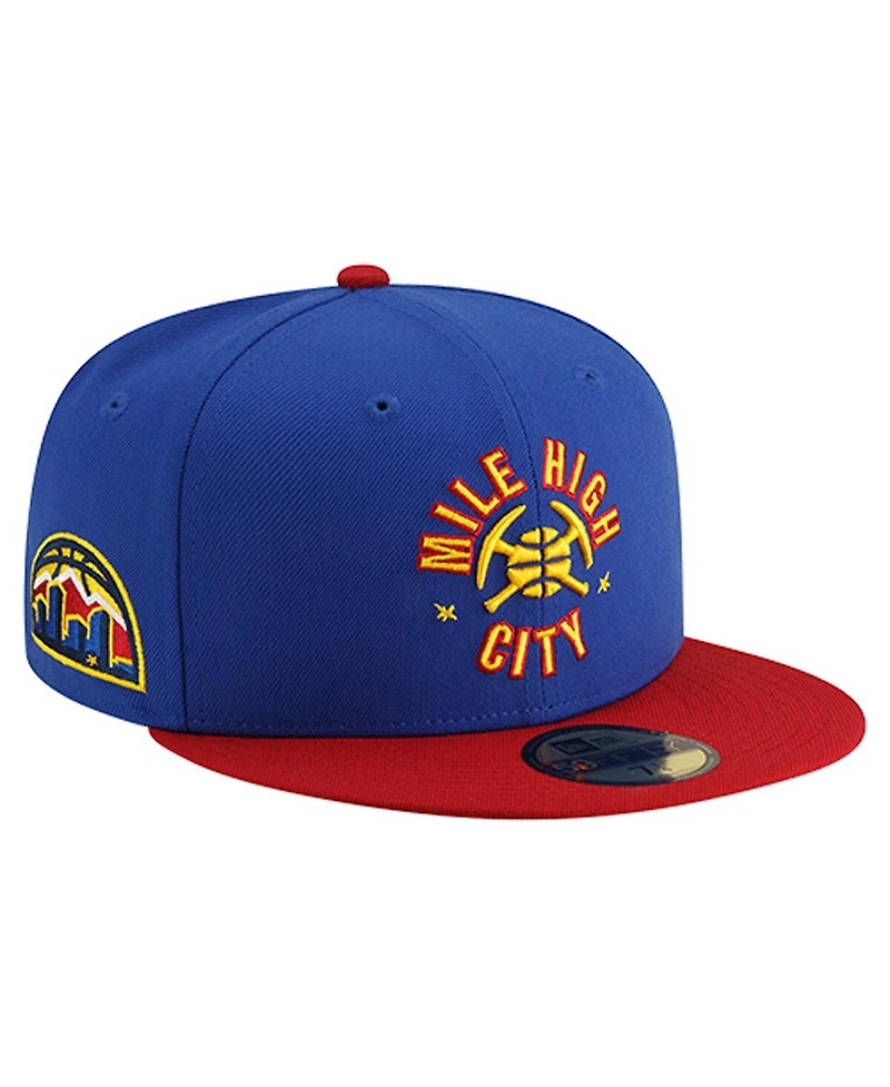 New Era Men's Blue Denver Nuggets Statement Edition Jersey Hook 59Fifty Fitted Hat