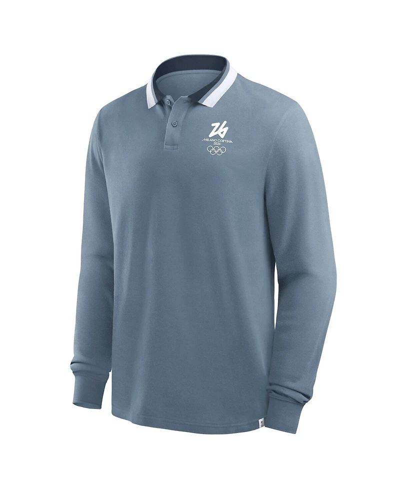 Fanatics Men's Blue Milano Cortina 2026 Winter Olympics Tipped Long Sleeve Polo Shirt