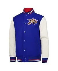 Mitchell & Ness Big Boys and Girls Royal Philadelphia 76ers Full-Snap Varsity Jacket