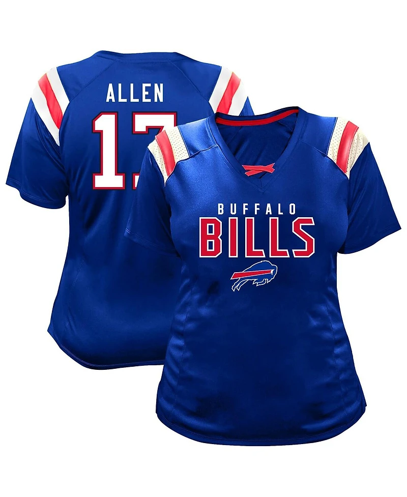 Fanatics Women's Josh Allen Royal Buffalo Bills Plus Name Number Raglan Lace V-Neck T-Shirt