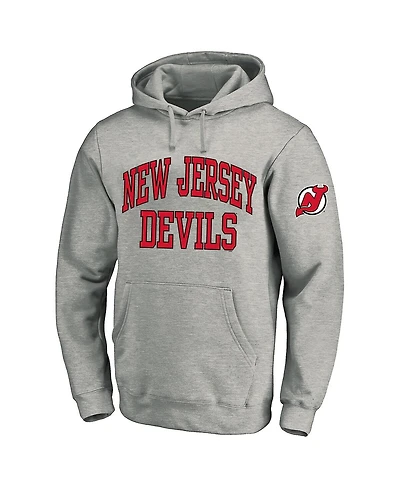 Fanatics Men's Heather Gray New Jersey Devils Big & Tall Fleece Pullover Hoodie