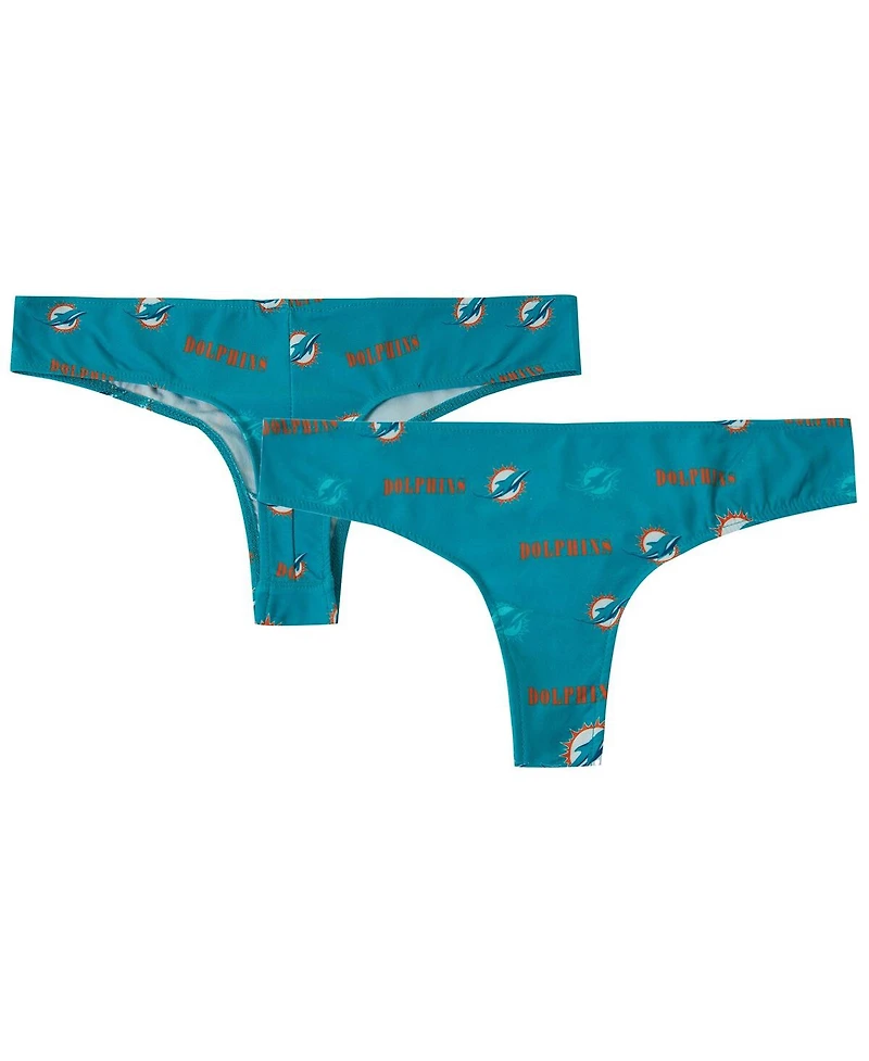 Concepts Sport Women's Aqua Miami Dolphins Mosaic All Over Print Thong