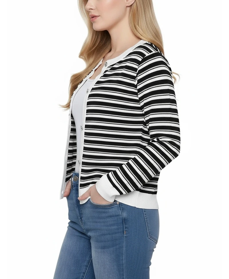 Ny Collection Women's Long sleeve Ribbed Cardigan Sweater
