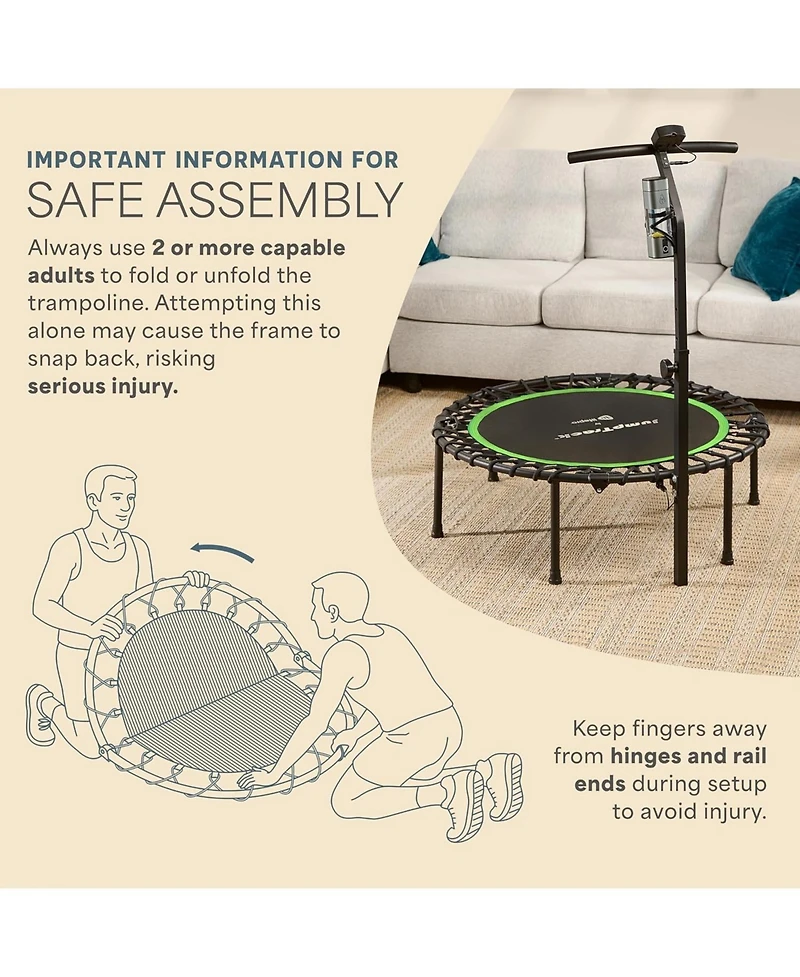 Lifepro JumpTrack 40" Rebounder Trampoline with Jump Counter – Silent Bungee – 225/350 lb Capacity – Low-Impact Home Exercise