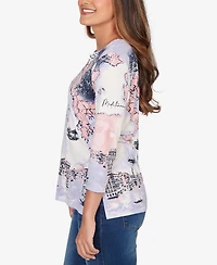 Ruby Rd. Petite Mediterranean Scenic Print Cotton Top