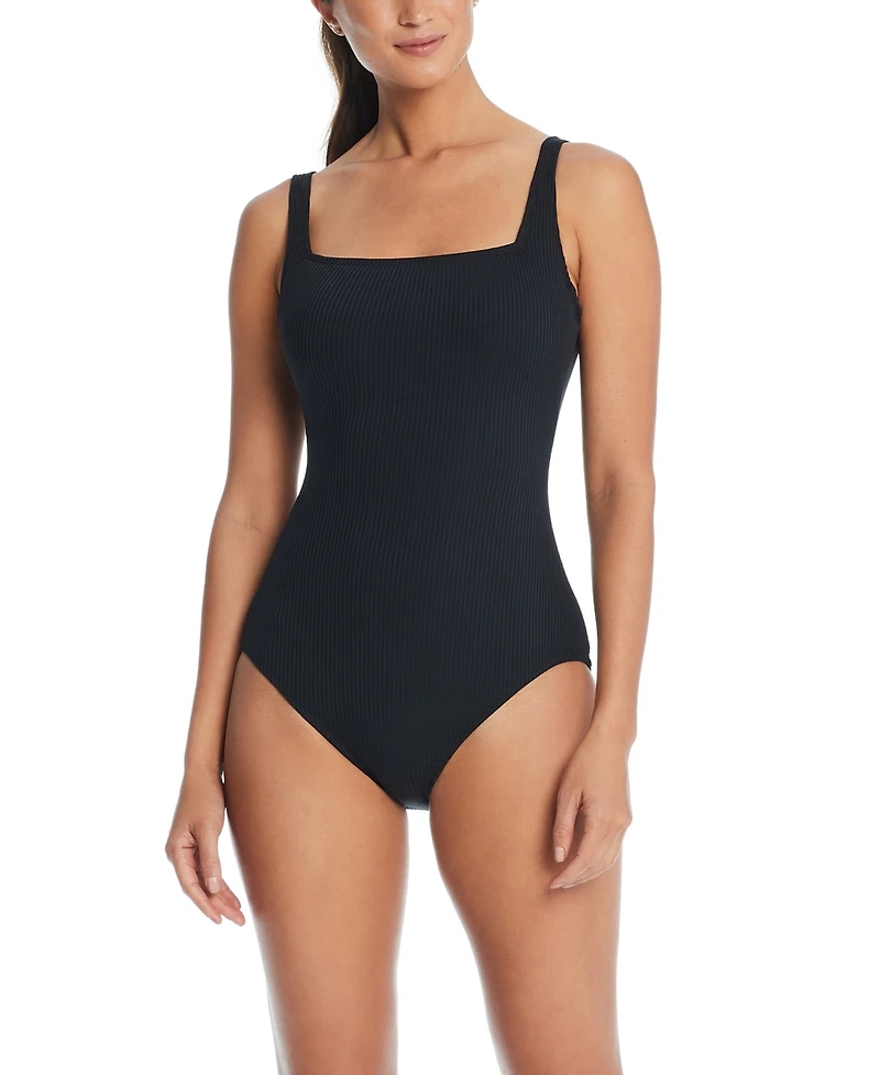 Bleu by Rod Beattie Women's Walk The Line Square Neck Swimsuit